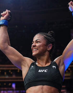  Natalia Silva of Brazil reacts after her victory over Andrea Lee in a flyweight fight during the UFC 292 event at TD Garden on August 19, 2023 in Boston, Massachusetts. (Photo by Cooper Neill/Zuffa LLC)