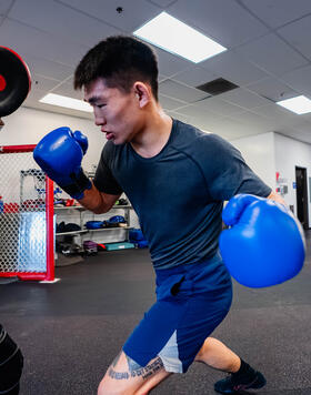 Song Yadong trains at the UFC Gym in Sacramento, California, on February 5, 2024. (Photo by Zac Pacleb/Zuffa LLC)