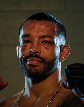 Dan Ige poses for a post fight portrait backstage during the UFC 289 event at Rogers Arena on June 10, 2023 in Vancouver, Canada. (Photo by Cooper Neill/Zuffa LLC)