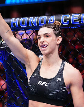 Mackenzie Dern prepares to face Amanda Lemos of Brazil in a strawweight fight during the UFC 298 event at Honda Center on February 17, 2024 in Anaheim, California. (Photo by Chris Unger/Zuffa LLC)