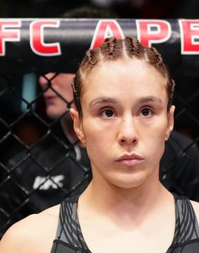 Alexa Grasso of Mexico prepares to fight Viviane Araujo of Brazil in a flyweight fight during the UFC Fight Night event at UFC APEX on October 15, 2022 in Las Vegas, Nevada. (Photo by Jeff Bottari/Zuffa LLC)