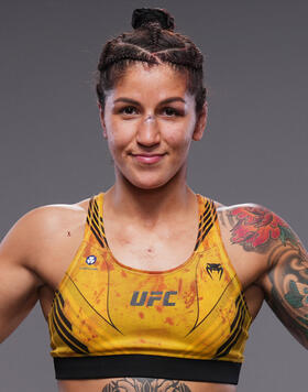 Pannie Kianzad of Iran poses for a portrait after her victory during the UFC Fight Night event at UFC APEX on April 16, 2022 in Las Vegas, Nevada. (Photo by Mike Roach/Zuffa LLC)