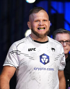 Marcin Tybura of Poland prepares to enter the Octagon before his heavyweight fight against Tai Tuivasa of Australia during the UFC Fight Night event at UFC APEX on March 16, 2024 in Las Vegas, Nevada. (Photo by Jeff Bottari/Zuffa LLC)