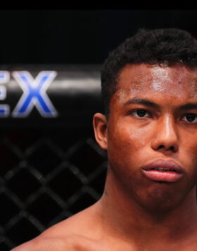 Mairon Santos prepares for his featherweight fight against Edwin Cooper Jr. during the filming of The Ultimate Fighter at UFC APEX on March 27, 2024 in Las Vegas, Nevada. (Photo by Chris Unger/Zuffa LLC)