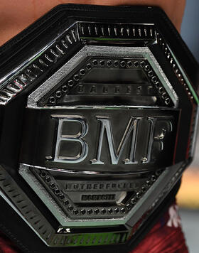 A detail shot of the BMF Belt after Jorge Masvidal defeats Nate Diaz (doctor's stoppage) in their welterweight bout for the BMF title during the UFC 244 event at Madison Square Garden on November 02, 2019 in New York City. (Photo by Josh Hedges/Zuffa LLC)