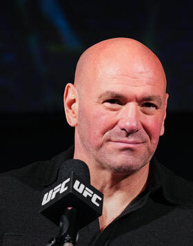 UFC CEO Dana White is seen on stage during the UFC 297 press conference at The Elgin and Winter Garden Theatre Centre on January 18, 2024 in Toronto, Ontario. (Photo by Jeff Bottari/Zuffa LLC)