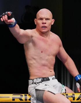 Bogdan Guskov of Uzbekistan reacts after his knockout victory against Zac Pauga in a light heavyweight fight during the UFC Fight Night event at UFC APEX on February 10, 2024 in Las Vegas, Nevada. (Photo by Jeff Bottari/Zuffa LLC)