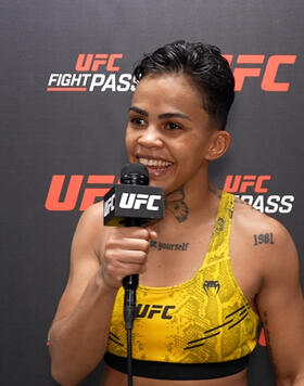 Iasmin Lucindo backstage in Rio after her UFC 301 victory