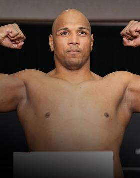 PHOENIX, ARIZONA - MAY 06: Marcos Rogerio de Lima of Brazil poses on the scale during the UFC 274 official weigh-in at the Hyatt Regency hotel on May 06, 2022 in Phoenix, Arizona. (Photo by Chris Unger/Zuffa LLC)