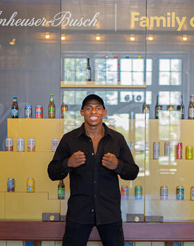 Joaquin Buckley Visits The Anheuser Busch Headquarters In St. Louis, Missouri On May 9, 2024. (Photo by Roberto Ortuno/Zuffa LLC)