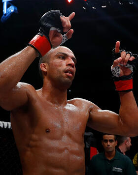 Edson Barboza of Brazil celebrates after his knockout victory over Beneil Dariush of Iran in their lightweight bout during the UFC Fight Night event at CFO - Centro de Formaco Olimpica on March 11, 2017 in Fortaleza, Brazil. (Photo by Buda Mendes/Zuffa LLC/Zuffa LLC)