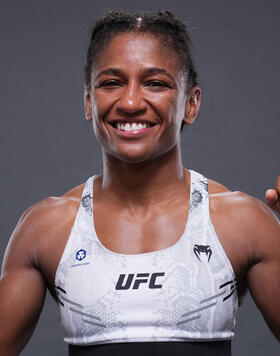 Angela Hill poses for a portrait after her victory during the UFC Fight Night event at Ibirapuera Gymnasium on November 04, 2023 in Sao Paulo, Brazil. (Photo by Mike Roach/Zuffa LLC)