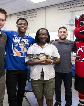 UFC fighters and members of the New Jersey Devils visit several local charities and host athlete meet and greets as part fight week for UFC 302: MAKHACHEV vs. POIRIER.