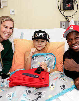 UFC athletes Randy Brown and Katlyn Chookagian visited the Tackle Kids Cancer initiative at Sanzari Children’s Hospital