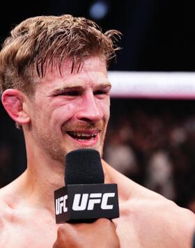 Arnold Allen of England reacts after his victory against Giga Chikadze of Georgia in a featherweight bout during the UFC 304 event at Co-op Live on July 27, 2024 in Manchester, England. (Photo by Chris Unger/Zuffa LLC)