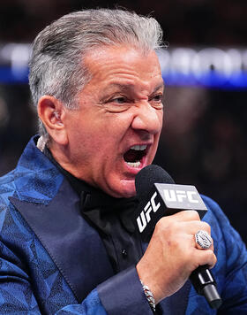 Octagon announcer Bruce Buffer introduces a fighter during the UFC 304 event at Co-op Live on July 27, 2024 in Manchester, England. (Photo by Chris Unger/Zuffa LLC)