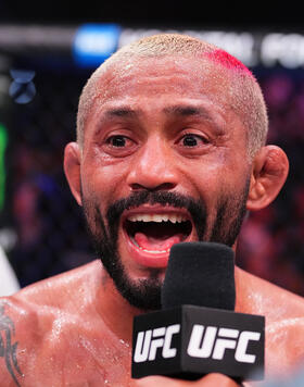 Bantamweight Deiveson Figueiredo Reacts With Daniel Cormier After His Decision Victory Over Marlon Vera At UFC Fight Night: Sandhagen vs Nurmagomedov On August 3, 2024