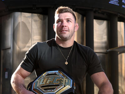 UFC middleweight champion Dricus Du Plessis poses before the UFC 305 On Sale Press Conference on July 03, 2024 in Perth, Australia. (Photo by Will Russell/Zuffa LLC)