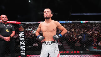 Umar Nurmagomedov of Russia stands in his corner before facing Cory Sandhagen in a bantamweight fight during the UFC Fight Night event at Etihad Arena on August 03, 2024 in Abu Dhabi, United Arab Emirates. (Photo by Josh Hedges/Zuffa LLC)