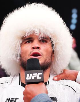 Bantamweight Umar Nurmagomedov Reacts With Daniel Cormier After His Victory Over Cory Sandhagen At UFC Fight Night: Sandhagen vs Nurmagomedov On August 3, 2024