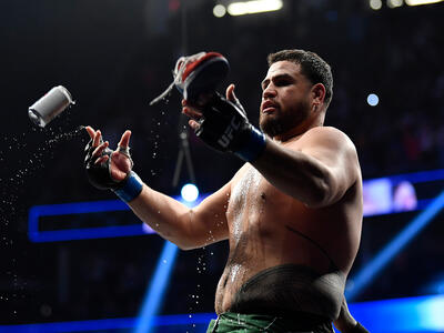 Tai Tuivasa of Australia celebrates after defeating Augusto Sakai of Brazil in their heavyweight bout during the UFC 269 on December 11, 2021 in Las Vegas, Nevada. (Photo by Chris Unger/Zuffa LLC)