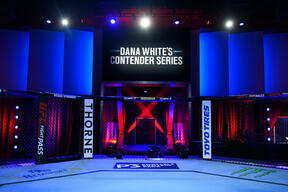 A general view of the Octagon prior to Dana White's Contender Series season seven, week three at UFC APEX on August 22, 2023 in Las Vegas, Nevada. (Photo by Chris Unger/Zuffa LLC)