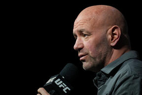 UFC president Dana White is seen on stage during the UFC 282 press conference at MGM Grand Garden Arena on December 08, 2022 in Las Vegas, Nevada. (Photo by Cooper Neill/Zuffa LLC)