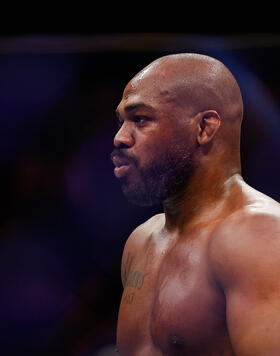 Jon Jones looks on during the UFC heavyweight championship fight against Ciryl Gane of France during the UFC 285 event at T-Mobile Arena on March 04, 2023 in Las Vegas, Nevada. (Photo by Chris Graythen/Getty Images)