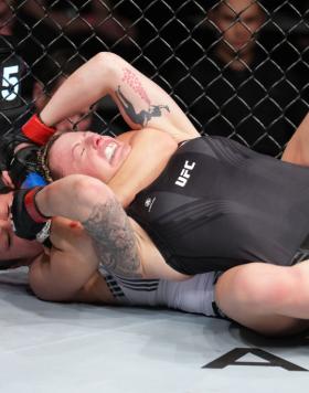 Alexa Grasso of Mexico submits Joanne Wood of Scotland in a flyweight fight during the UFC Fight Night event at Nationwide Arena on March 26, 2022 in Columbus, Ohio. (Photo by Josh Hedges/Zuffa LLC)