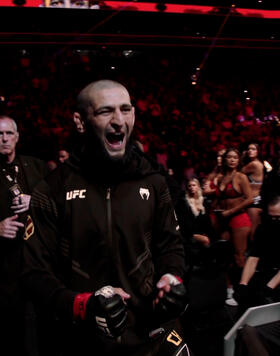 UFC middleweight Khamzat Chimaev prepares to enter the Octagon.