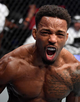  Lerone Murphy of England celebrates after his knockout victory over Makwan Amirkhani of Finland in a featherweight fight during the UFC 267 event at Etihad Arena on October 30, 2021 in Yas Island, Abu Dhabi, United Arab Emirates. (Photo by Chris Unger/Zuffa LLC)