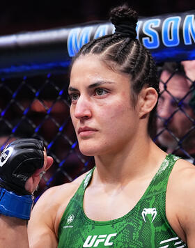 Loopy Godinez of Mexico looks on against Tabatha Ricci of Brazil in a strawweight fight during the UFC 295 event at Madison Square Garden on November 11, 2023 in New York City. (Photo by Chris Unger/Zuffa LLC)