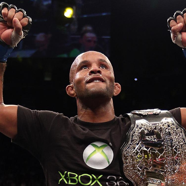 Demetrious Johnson reacts after defeating Joseph Benavidez during their flyweight championship bout at UFC 152 inside Air Canada Centre on September 22, 2012 in Toronto, Ontario, Canada. (Photo by Josh Hedges/Zuffa LLC