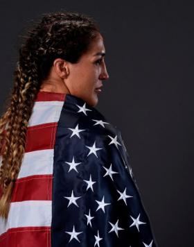 Tatiana Suarez poses for a post fight portrait backstage during the UFC 228 event at American Airlines Center on September 8, 2018 in Dallas, Texas. (Photo by Mike Roach/Zuffa LLC)