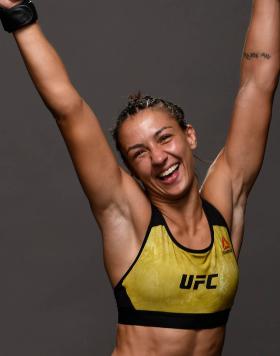 Amanda Ribas of Brazil poses for a post fight portrait backstage during the UFC Fight Night event at the Target Center on June 29, 2019 in Minneapolis, Minnesota. (Photo by Mike Roach/Zuffa LLC/Zuffa LLC via Getty Images)