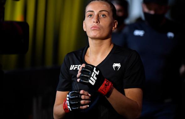 Casey O'Neill of Scotland prepares to fight Lara Procopio of Brazil in a flyweight bout during the UFC Fight Night event at UFC APEX on June 19, 2021 in Las Vegas, Nevada. (Photo by Chris Unger/Zuffa LLC)