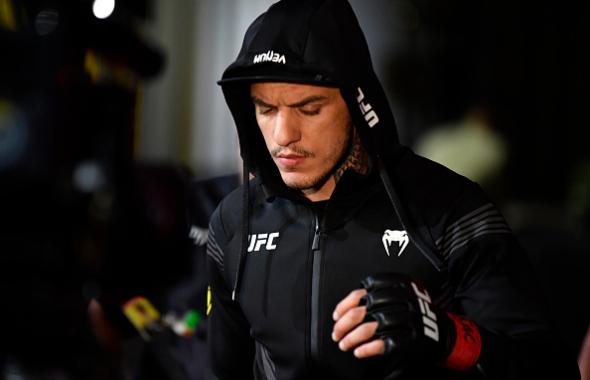  Renato Moicano of Brazil prepares to fight Jai Herbert of England in a lightweight fight during the UFC Fight Night event at UFC APEX on June 26, 2021 in Las Vegas, Nevada. (Photo by Chris Unger/Zuffa LLC)