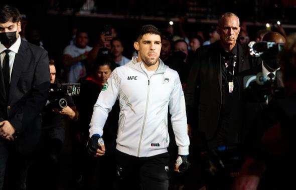 Vicente Luque of Brazil walks out prior to his welterweight bout during the UFC 265 event at Toyota Center on August 07, 2021 in Houston, Texas. (Photo by Cooper Neill/Zuffa LLC)