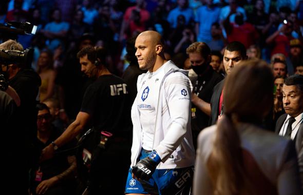 Ciryl Gane of France walks out prior to facing Derrick Lewis in their interim heavyweight title bout during the UFC 265 event at Toyota Center on August 07, 2021 in Houston, Texas. (Photo by Cooper Neill/Zuffa LLC)