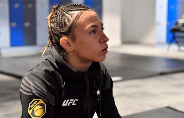 Amanda Ribas of Brazil warms up prior to her fight during the UFC 267 event at Etihad Arena on October 30, 2021 in Yas Island, Abu Dhabi, United Arab Emirates. (Photo by Mike Roach/Zuffa LLC)