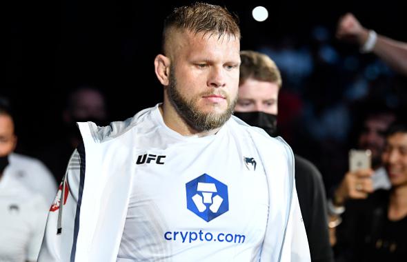 Marcin Tybura of Poland prepares to fight Alexander Volkov of Russia in a heavyweight fight during the UFC 267 event at Etihad Arena on October 30, 2021 in Yas Island, Abu Dhabi, United Arab Emirates. (Photo by Chris Unger/Zuffa LLC)