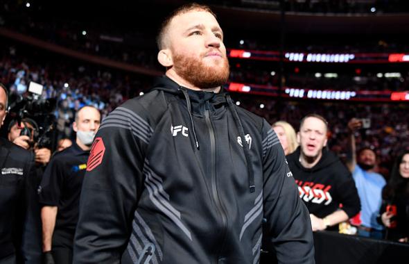 Justin Gaethje prepares to fight Michael Chandler in their lightweight fight during the UFC 268 event at Madison Square Garden on November 06, 2021 in New York City. (Photo by Chris Unger/Zuffa LLC)