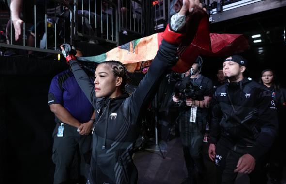 Tracy Cortez prepares to fight Melissa Gatto of Brazil in a flyweight fight during the UFC 274 event at Footprint Center on May 07, 2022 in Phoenix, Arizona. (Photo by Jeff Bottari/Zuffa LLC)