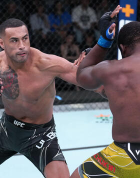 Carlos Ulberg of New Zealand punches Tafon Nchukwi of Cameroon in a light heavyweight fight during the UFC Fight Night event at UFC APEX on June 25, 2022 in Las Vegas, Nevada. (Photo by Jeff Bottari/Zuffa LLC)