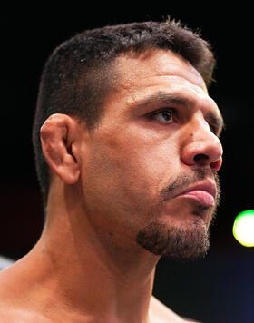 Rafael Dos Anjos of Brazil prepares to fight Rafael Fiziev of Kazakstan in their lightweight fight during the UFC Fight Night event at UFC APEX on July 09, 2022 in Las Vegas, Nevada. (Photo by Chris Unger/Zuffa LLC)