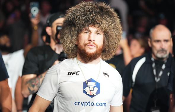 Merab Dvalishvili of Georgia walks out prior to facing Jose Aldo of Brazil in a bantamweight fight during the UFC 278 event at Vivint Arena on August 20, 2022 in Salt Lake City, Utah. (Photo by Chris Unger/Zuffa LLC)