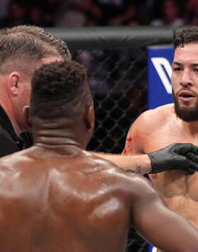 Nassourdine Imavov of Russia and Joaquin Buckley are separated after the second round of their middleweight fight during the UFC Fight Night event at The Accor Arena on September 03, 2022 in Paris, France. (Photo by Jeff Bottari/Zuffa LLC)