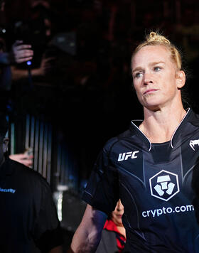 Holly Holm walks to the Octagon before her bantamweight fight against Yana Santos of Russia during the UFC Fight Night event at AT&T Center on March 25, 2023 in San Antonio, Texas. (Photo by Cooper Neill/Zuffa LLC via Getty Images)