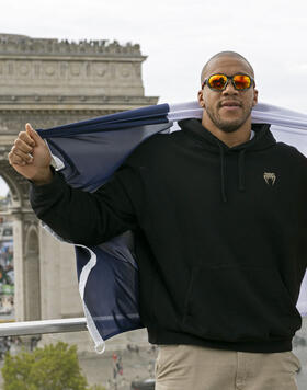 Ciryl Gane poses before the UFC Fight night at Arc De Triomphe on August 29, 2023 in Paris, France. (Photo by Aurelien Meunier/Zuffa LLC)