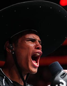 Daniel Zellhuber of Mexico reacts after his submission victory over Christos Giagos in a lightweight fight during the Noche UFC event at T-Mobile Arena on September 16, 2023 in Las Vegas, Nevada. (Photo by Chris Unger/Zuffa LLC)